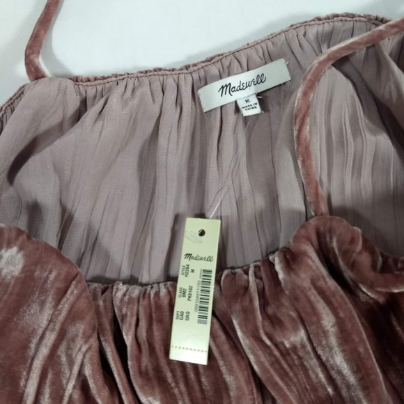 Madewell Velvet Off the Shoulder Top Rose Women''s Size Medium H2264 M - Picture 4 of 5